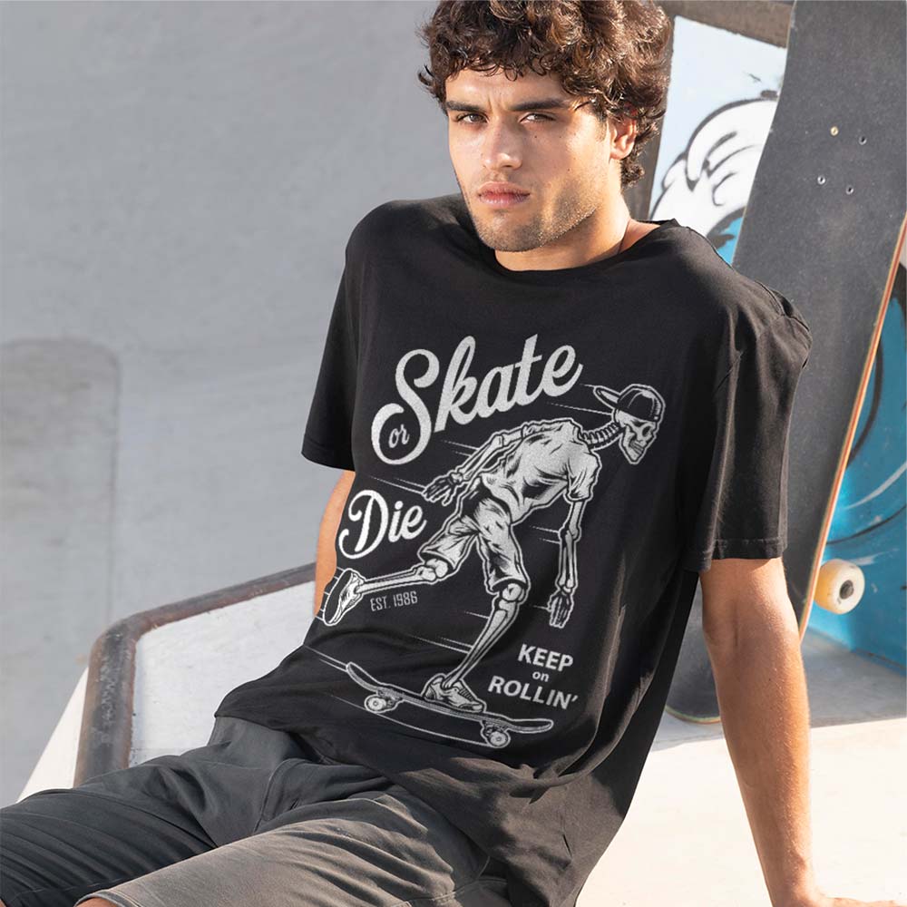 Skate Or Die Skeleton T-Shirt - YUNNIK®