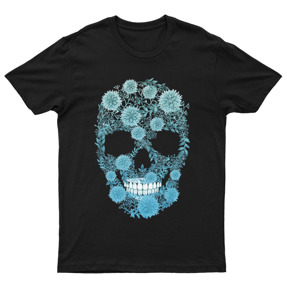 T-Shirt Tête de Mort à Fleurs Bleues - YUNNIK®