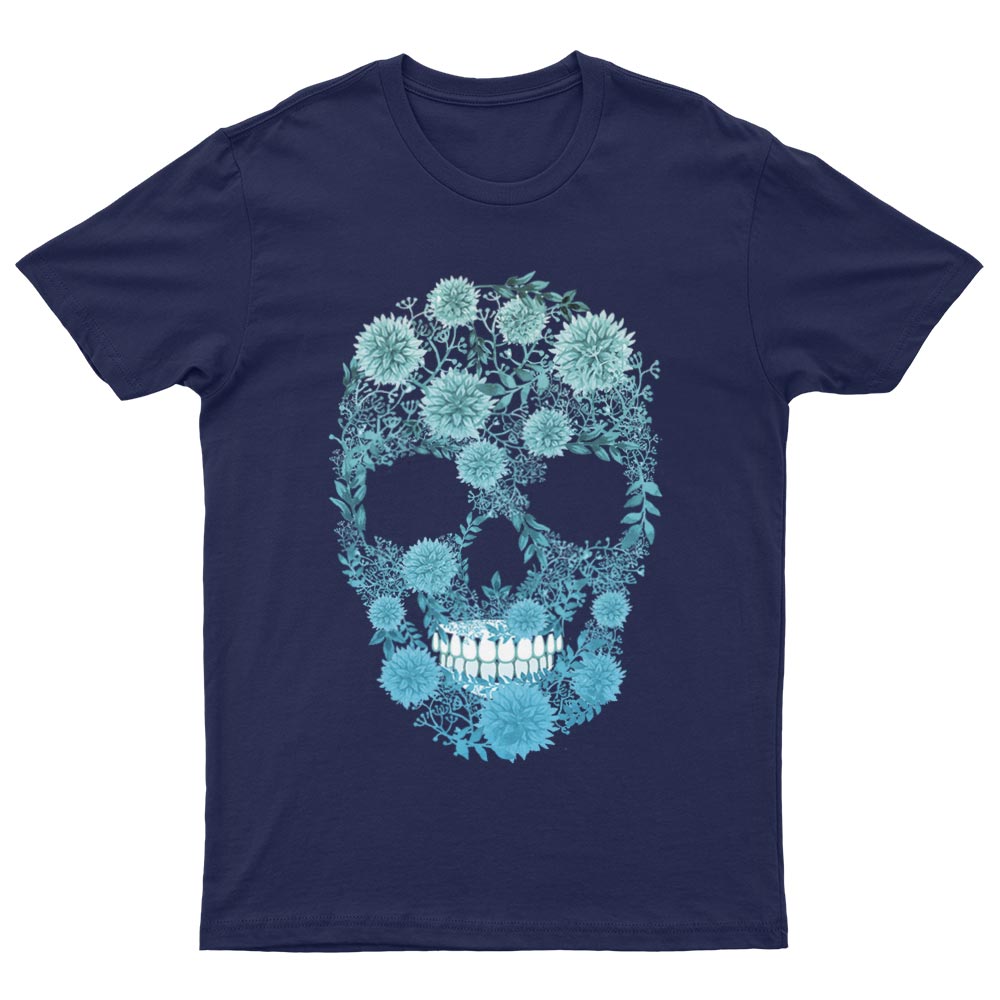 T-Shirt Tête de Mort à Fleurs Bleues - YUNNIK®