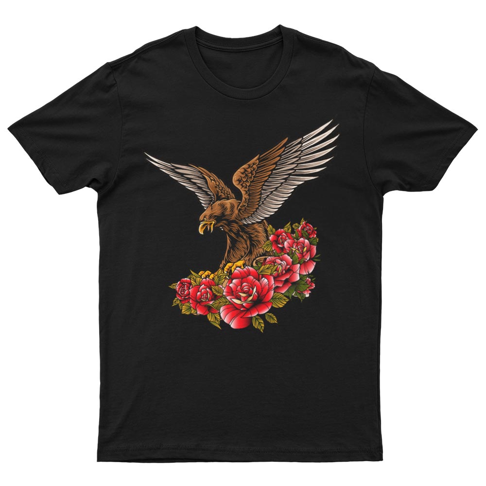 T-Shirt Mit Adler Und Roten Rosen - YUNNIK®