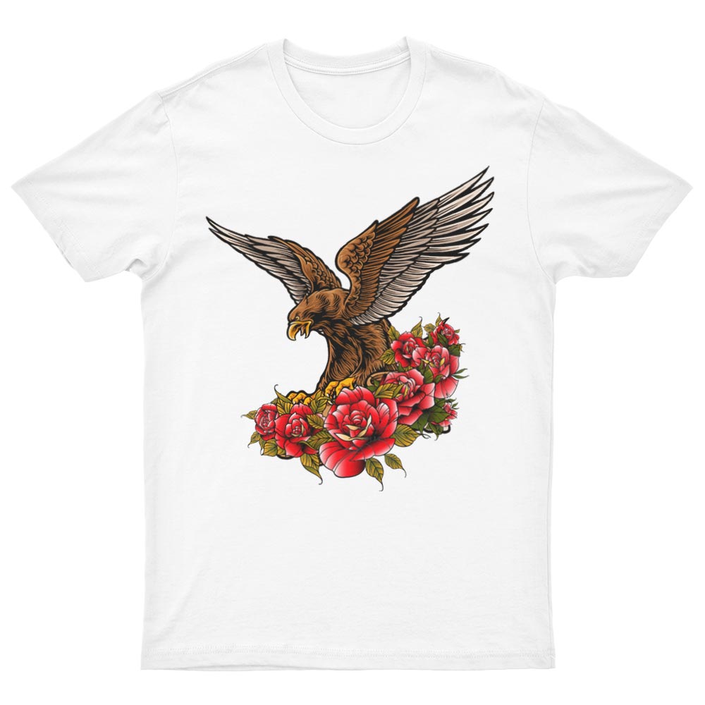 T-Shirt Mit Adler Und Roten Rosen - YUNNIK®