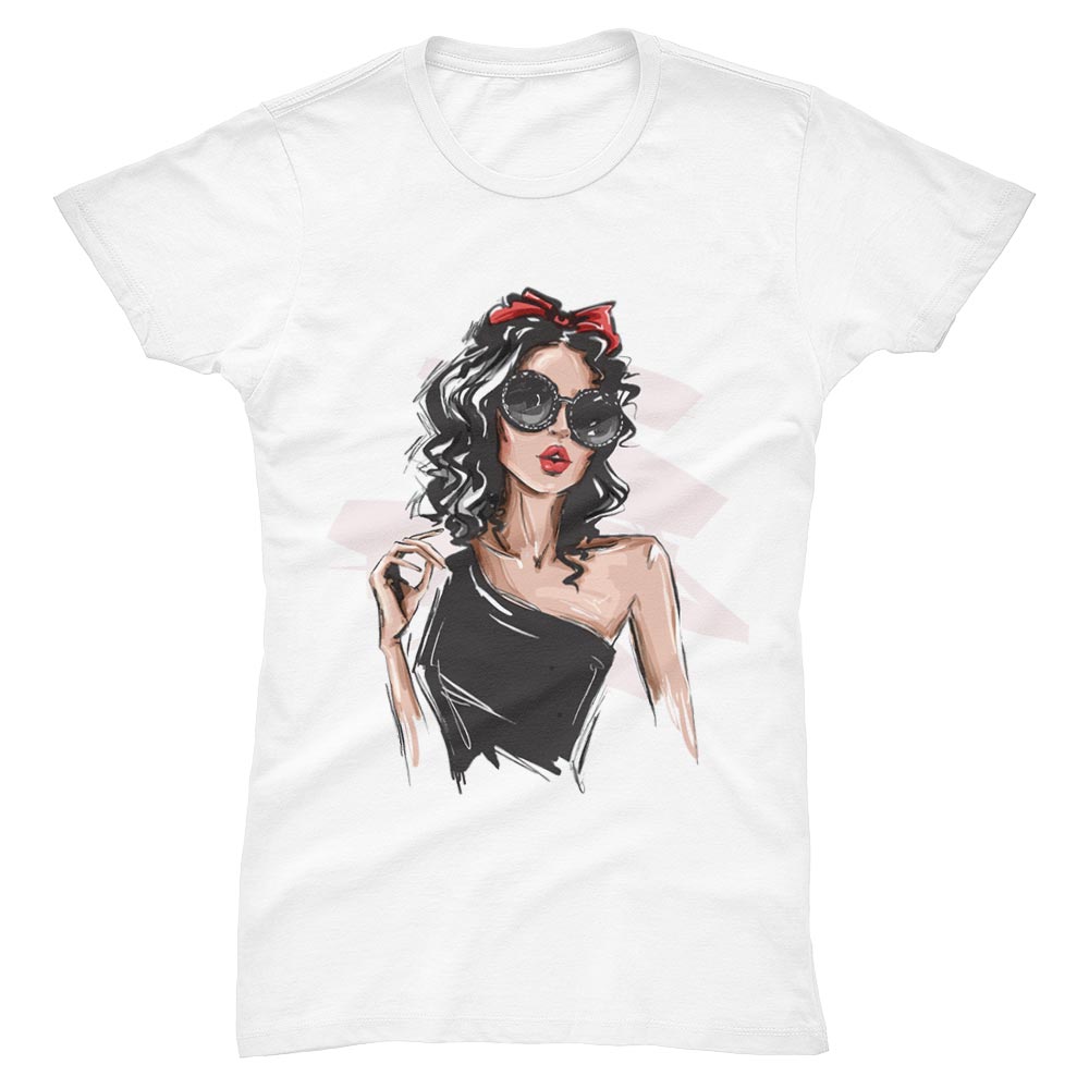 Frauen T-Shirt Fashion Girl Mit Sonnenbrille - YUNNIK®