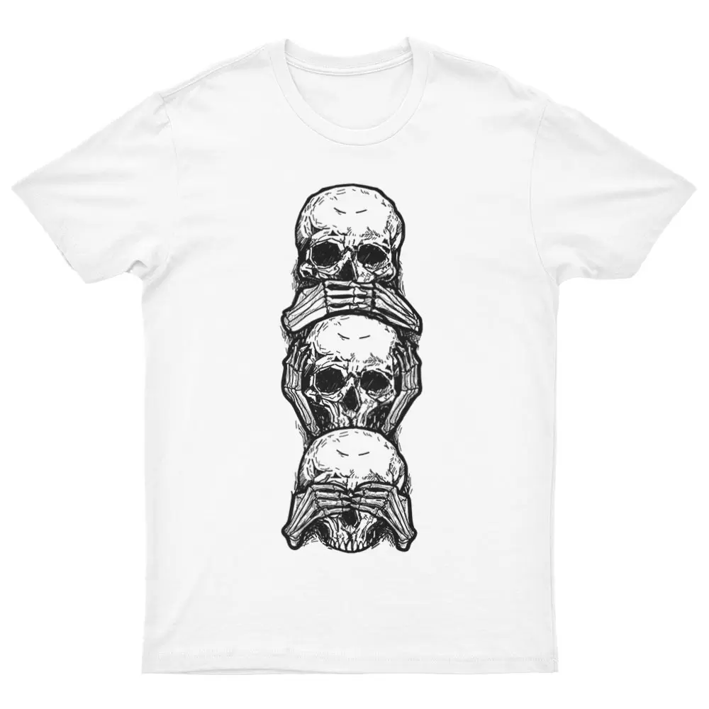 Tee-Shirt Avec Têtes de Mort Ne Rien Voir Ne Rien Entendre Ne Rien Dire - YUNNIK®