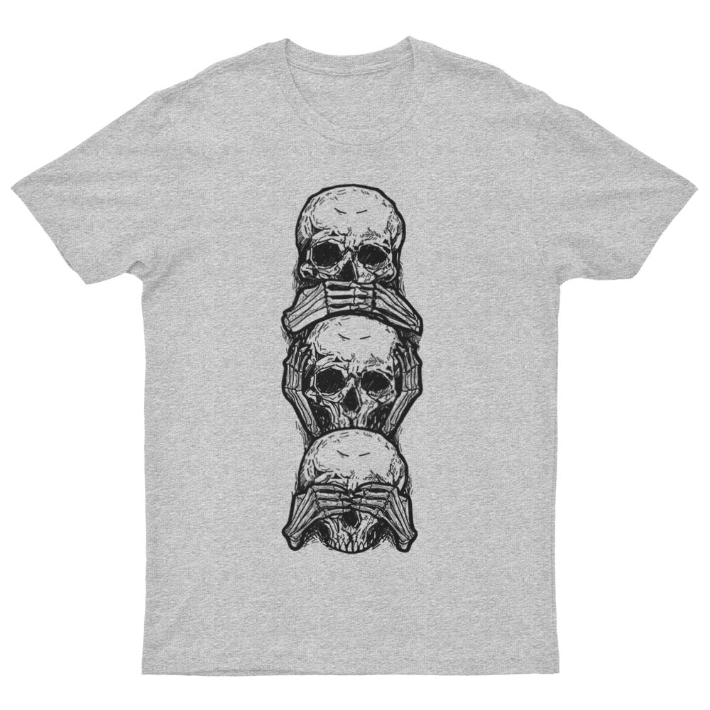 Tee-Shirt Avec Têtes de Mort Ne Rien Voir Ne Rien Entendre Ne Rien Dire - YUNNIK®